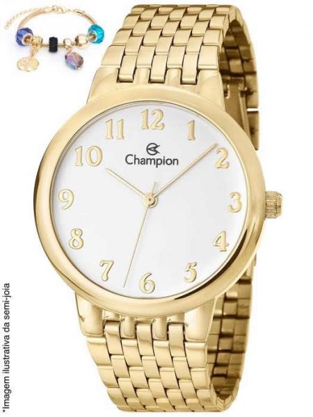 Kit Relógio Feminino Champion Dourado + Pulseira com Berloques - CH22911S