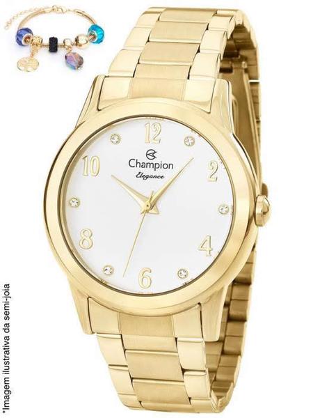 Kit Relógio Feminino Champion Dourado + Pulseira com Berloques - CN26751S