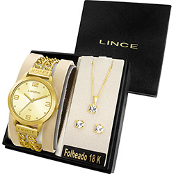 Kit Relógio Feminino Lince Analógico Fashion com Colar e Brincos LRC4240L K661C2TK