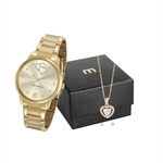 Kit Relógio Feminino Mondaine Dourado 53921lpmgde1k1