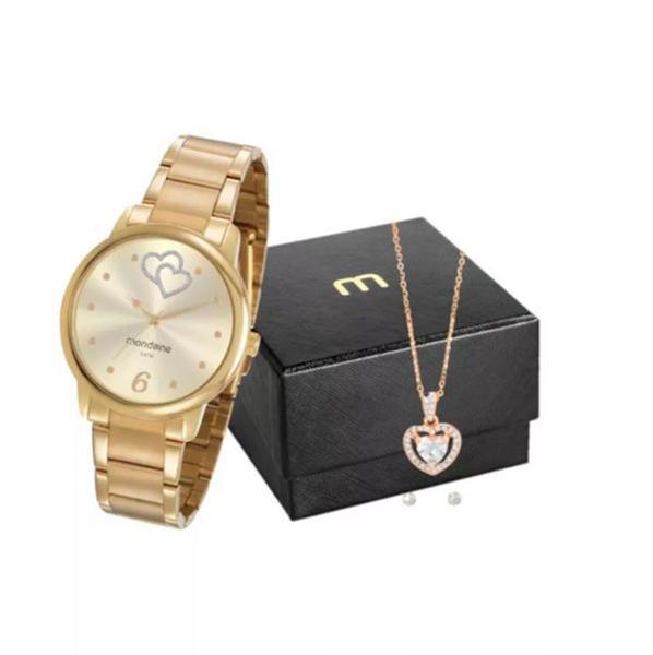 Kit Relógio Feminino Mondaine Dourado 53921lpmgde1k1