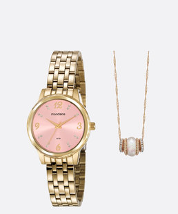 Kit Relógio Feminino Strass Mondaine 99358LPMKDE8K