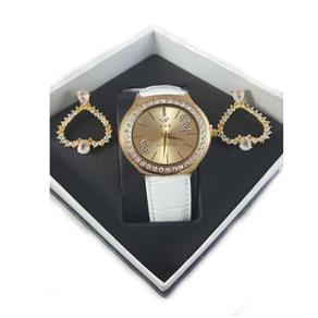 Kit Relógio Feminino Vox VX031DDW Dourado Relevo Zirconias com Brinco