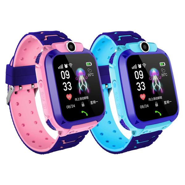 Kit Relógio Infantil Criança Inteligente Ele e Ela 1 SmartWatch Q12 Rosa + 1 SmartWatch Q12 Azul - Smart Bracelet