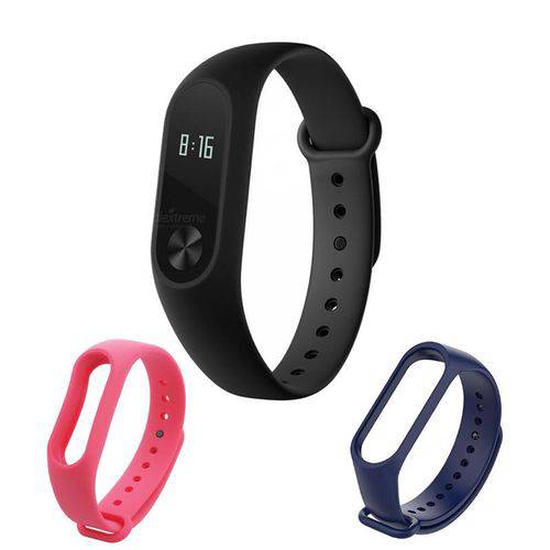 Kit Relógio Inteligente Xiaomi com 2 Pulseiras Adicionais Azul e Rosa