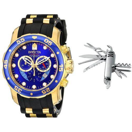 Kit Relógio Invicta Pro Diver 6983 Azul Dourado + Chaveiro Multiuso 11 Funções