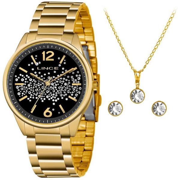 Kit Relógio Lince Feminino Glam Dourado - Lrgh106l Kw68