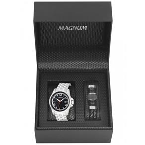 Kit Relógio Magnum Masculino Pulseira Prata - MA34629C