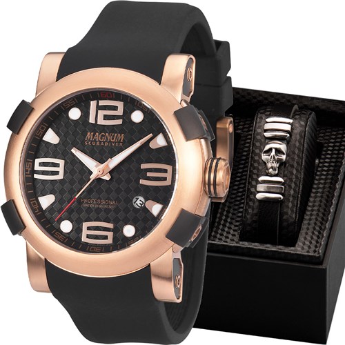 Kit Relógio Magnum Masculino Scubadiver com Pulseira MA30801C