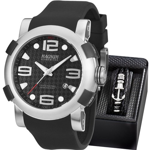 Kit Relógio Magnum Masculino Scubadiver com Pulseira MA30801X