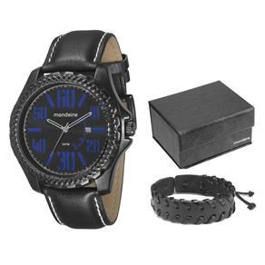 Kit Relógio Masculino Analógico Mondaine 76377GPMGPH1K Preto e Pulseira de Couro Masculina