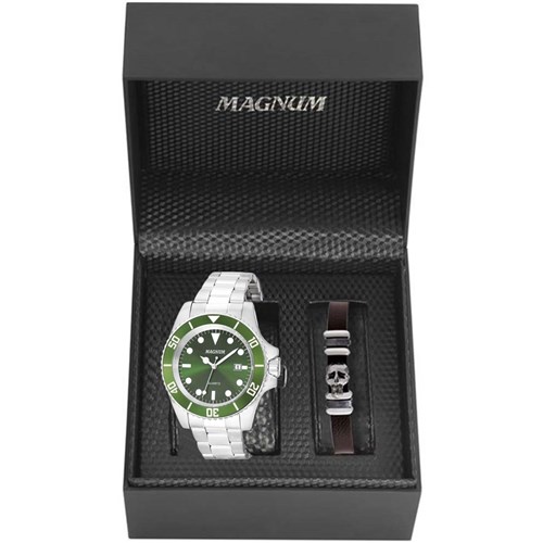 Kit Relógio Masculino Magnum Ma33068v - Prata/Verde