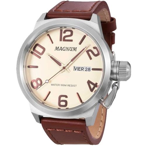 Kit Relógio Masculino Magnum Ma33399b - Preta/marrom