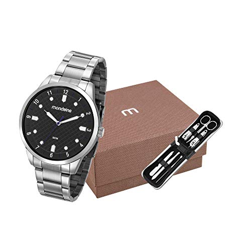 Kit Relógio Masculino Mondaine Prateado 53599G0MVNE1K2 com Kit Manicure