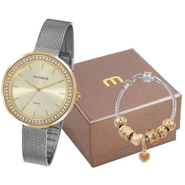 Kit Relógio Mondaine Feminino 53668LPMVBE3K1