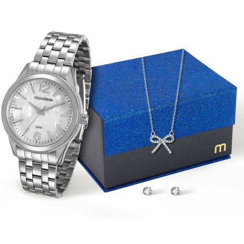 Kit Relógio Mondaine Feminino com Brincos e Colar 94862l0mkne4k1