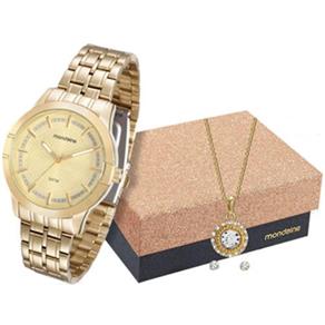 Kit Relógio Mondaine Feminino com Colar e Brincos 94864LPMKDE1K1