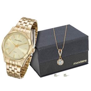 Kit Relógio Mondaine Feminino com Colar e Brincos 94928LPMKDE1K1