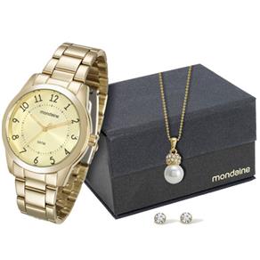 Kit Relógio Mondaine Feminino com Colar e Brincos 94923LPMKDE1K1