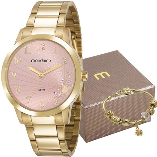 Kit Relógio Mondaine Feminino com Pulseira 53756LPMVDE1K