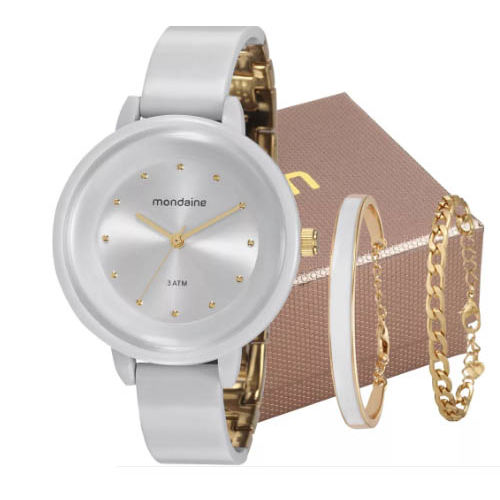 Kit Relógio Mondaine Feminino com Pulseira 76709lpmvdy3k1