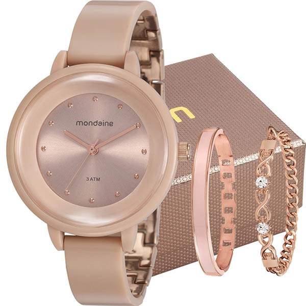 Kit Relógio Mondaine Feminino com Pulseira 76709lpmvry1k1