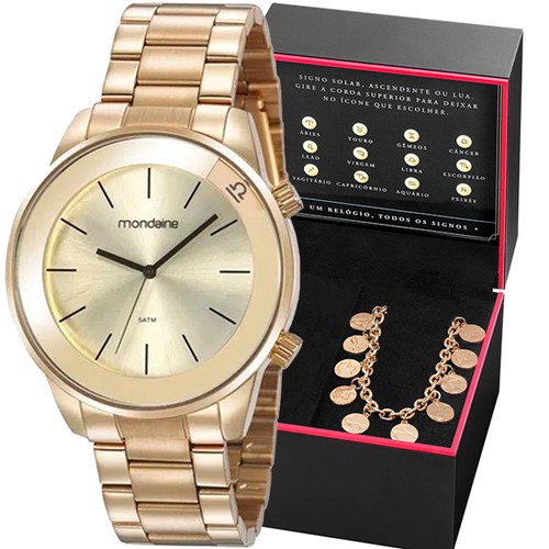 Kit Relógio Mondaine Feminino com Pulseira Constelações 32149LPMKDE1K1