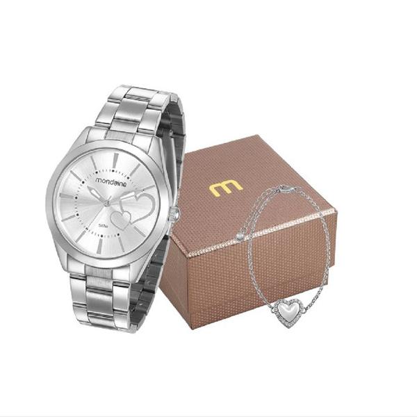 Kit Relógio Mondaine Feminino com Pulseira em Aço 53690L0MGNE3K1