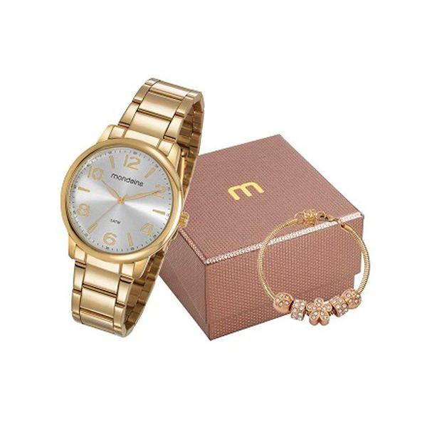 Kit Relógio Mondaine Feminino Dourado 53736LPMGDE1K1