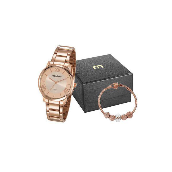 Kit Relógio Mondaine Feminino Dourado 53803lpmgre3k1