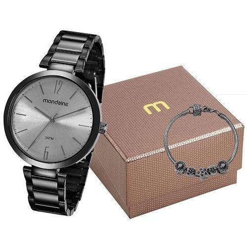 Kit Relógio Mondaine Feminino Preto 53719lpmgpe4k1