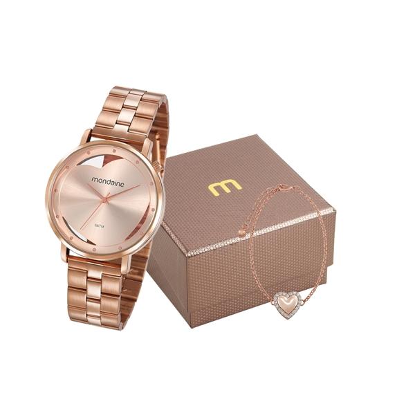 Kit Relógio Mondaine Feminino Rosê 53748lpmkre2