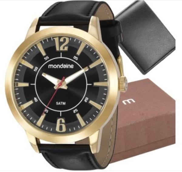Kit Relógio Mondaine Masculino com Carteira 53701gpmgdh3k1