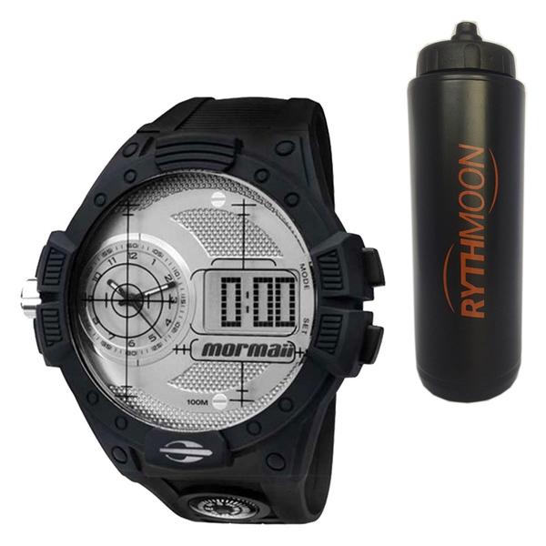 Kit Relógio Mormaii Masculino MO2568AB/8B + Squeeze Automático 1lt - Rythmoon