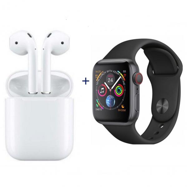 Kit Relógio Smartwatch Inteligente Iwo 5 Serie 4 Bluetooth + Airpod I12 TWS Iphone Android - Iow-5