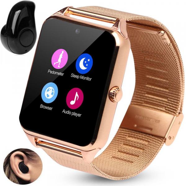 Kit Relógio Smartwatch Z60 Chip Metal Bluetooth Academia Musicas Corrida + Mini Fone S530