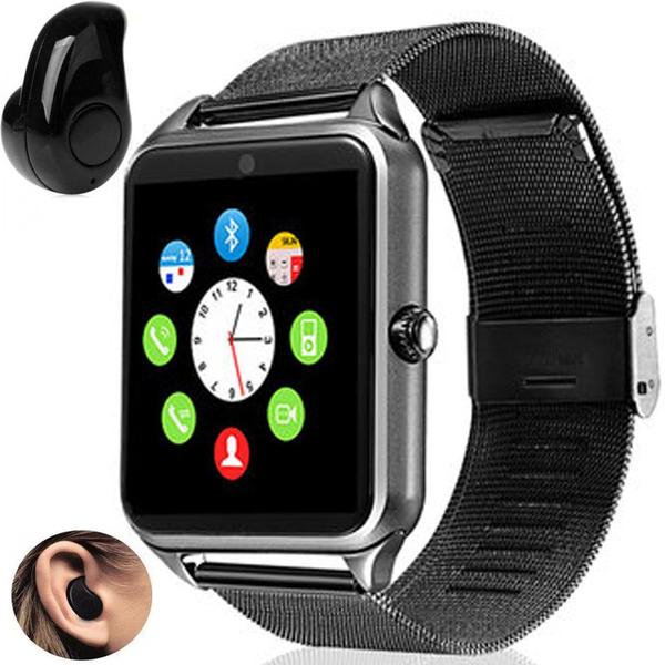 Kit Relógio Smartwatch Z60 Chip Metal Bluetooth Academia Musicas Corrida + Mini Fone S530