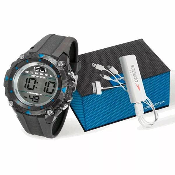 Kit Relogio Speedo Masc 81072g0egnp2k2 + Carregador Portatil