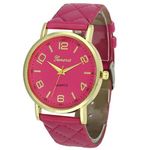 Relógio Feminino Geneva Dourado Pulseira Matelassê Pink