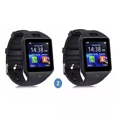 Kit 2 Relógios SmartWatch DZ09 Bluetooth Câmera Celular Chip Cartão Música Android e IOS - Preto - Smart Bracelet