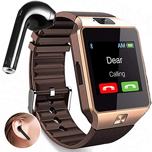 Kit Smartwatch DZ09 + Fone de Ouvido Bluetooth I7 - Relógio Celular Inteligente Chip Android Ios (DOURADO)