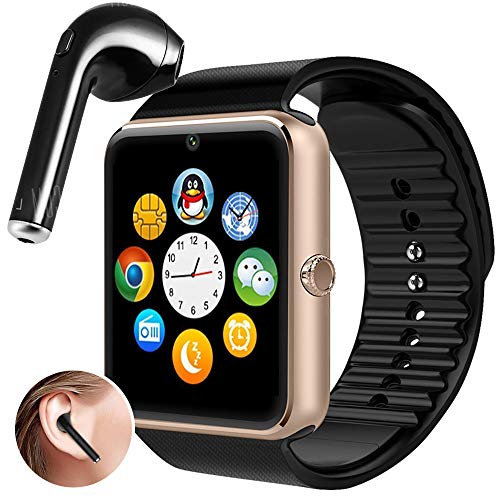 Kit Smartwatch GT08 + Fone de Ouvido Bluetooth I7 - Relógio Celular Inteligente Chip Android Ios (DOURADO)