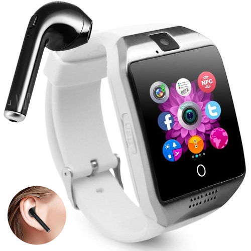Kit Smartwatch Q18 + Fone de Ouvido Bluetooth I7 - Relógio Celular Inteligente Chip Android Ios
