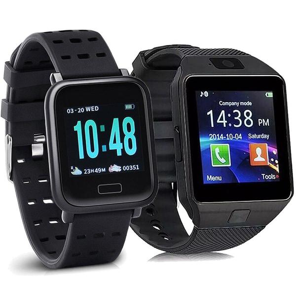 Kit 2 Smartwatch Relogio Inteligente Z9/A6 Whats Chip Android Ios Faz e Recebe Chamadas + Monitor Cárdiaco - A6/Z9