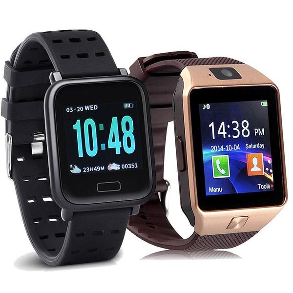 Kit 2 Smartwatch Relogio Inteligente Z9/A6 Whats Chip Android Ios Faz e Recebe Chamadas + Monitor Cárdiaco - A6/Z9