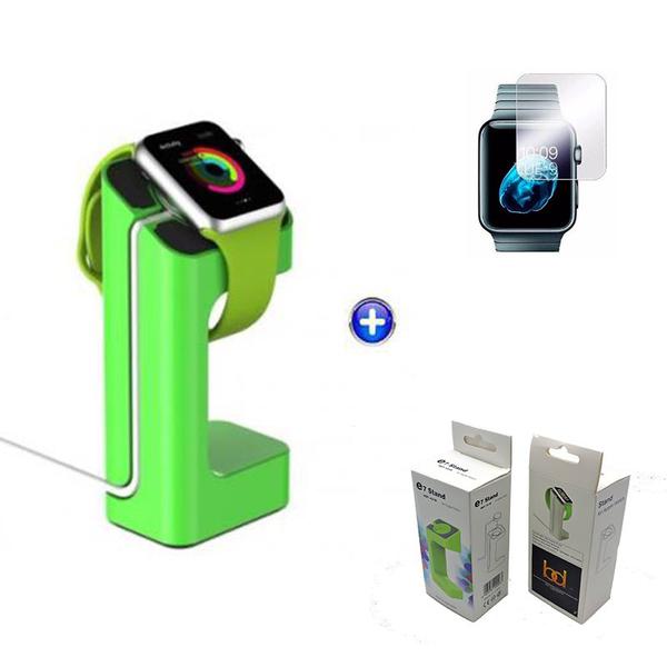 Kit Suporte Base/Dock para Relógio Watch + Película de Vidro 42mm (Verde) - Skin T18