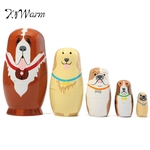 KiWarm Bonito 5 pcs Conjunto acabamento requintado Russa De Madeira Bonecas Russas Matryoshka Pintados À Mão Artesanato Presente Ornamento