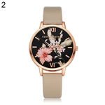 Lady Fashion Flower Dial Faux Leather Band Quartz Relógio De Pulso Estudante Relógio De Pulso