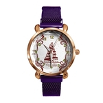 Lady Feliz Natal Quartz Relógio X-mas Tree Moda liga de malha de banda analógico relógio de pulso