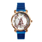 Lady Feliz Natal Quartz Relógio X-mas Tree Moda liga de malha de banda analógico relógio de pulso